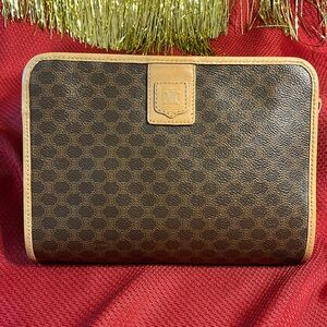 Celine Tan and Brown Clutch Elegant Designer Wristlet